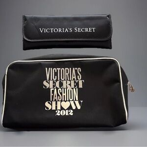 Victoria's Secret 2012 Fashion Show Makeup Bag Black/Silver Metallic Trim NWT